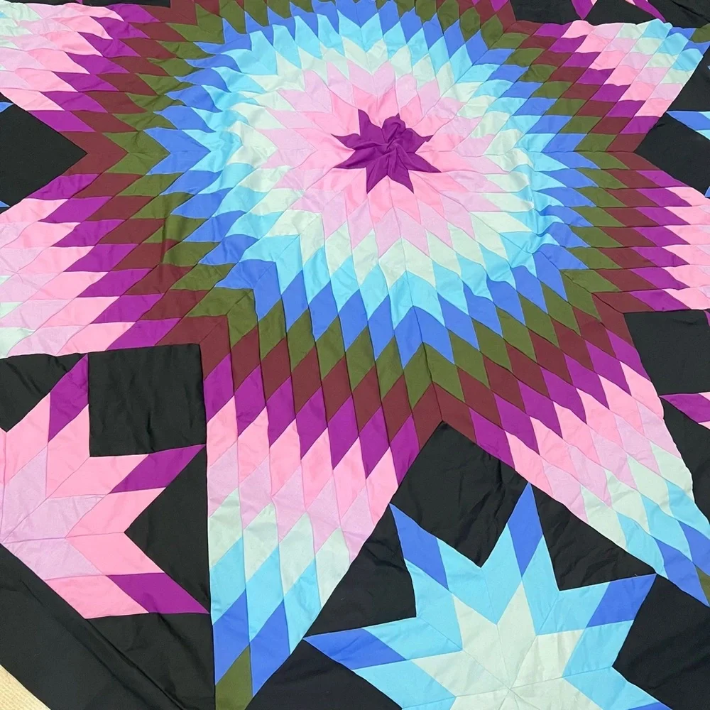 Texas Lone Star Patchwork Cotton Quilt Top/Topper Machine pieced 86x86”